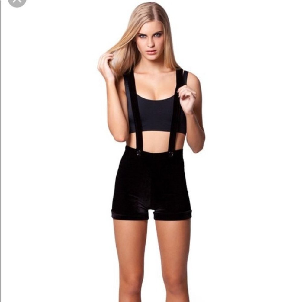 BlackMilk Velvet Woodchuck Suspender Shorts